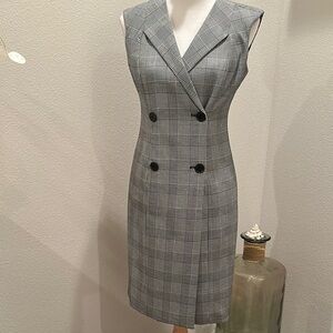 Calvin Klein Gray Sleeveless Sheath Dress Notched Collar